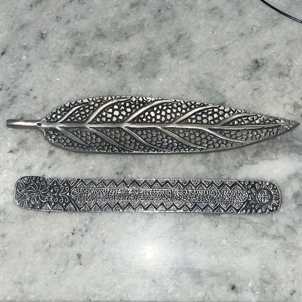 Silver Leaf and Patterned Incense Holders - Picture 2 of 4